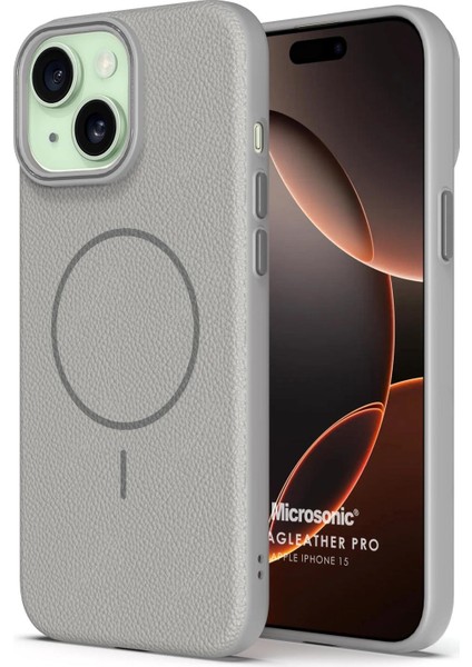 Apple iPhone 15 Kılıf Magleather Pro Gri