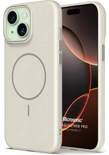Apple iPhone 15 Kılıf Magleather Pro Bej
