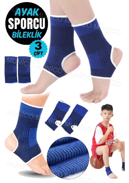 3 Çift Ayak Bileği Sıkıştırma Bandı, Sporcu Serisi, Esnek ve Konforlu Bandaj