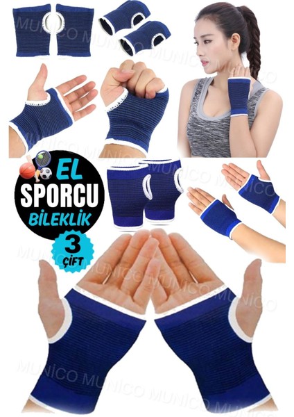3 Çift El Bileği Desteği, Basınçlı ve Konforlu, Spor ve Fitness için uygun