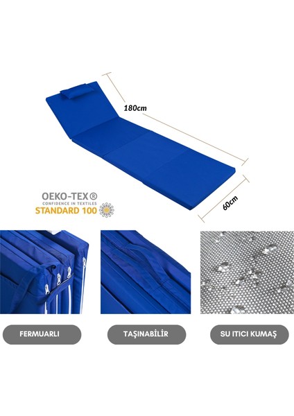Taşınabilir Katlanır Şezlong Plaj KampYatağı 180 x 60 cm fırsatları