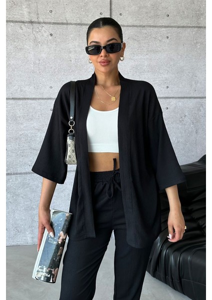 Kadın Siyah Kimono Alt Üst Havuç Pantolon Takım fiyatları