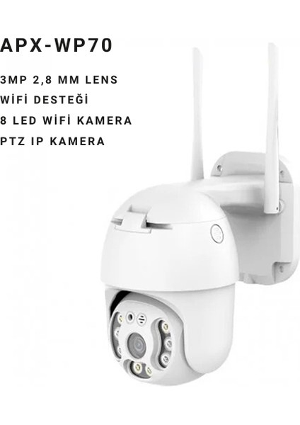 APX-WP70 3mp 2.8mm 8 LED Wifi Ptz