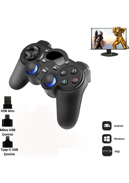 2.4ghz Kablosuz Gamepad Android Telefon Pc Tv Box Ps3 Uyumlu Oyun Kolu