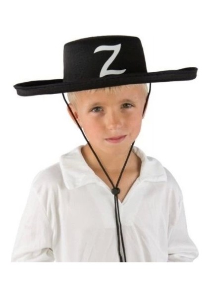 Z Logolu Çocuk Boy Bağcıklı Zorro Şapkası