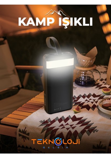 Hızlı Şarj Özellikli Powerbank 30.000 Mah 22.5 W Pd Kamp Işıklı LCD Göstergeli Yeni Nesil Usb-C modelleri