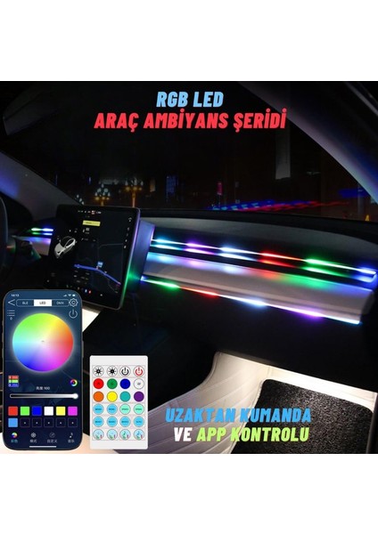Araç Içi Ambiyans Aydınlatma Wifi Kontrol 12-24V USB 110 cm fırsatları