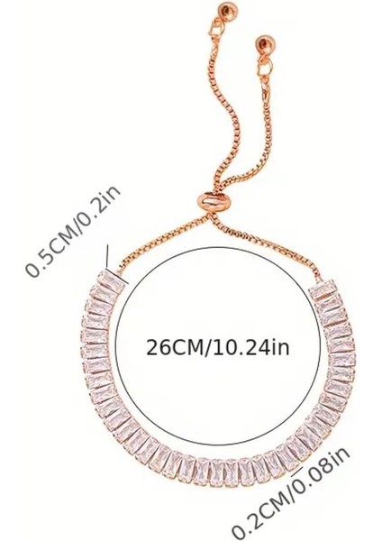 Baget Rose Gold Altın Renkli Zirkon Taşlı Asansörlü Şık Zarif Hediye Bileklik modelleri
