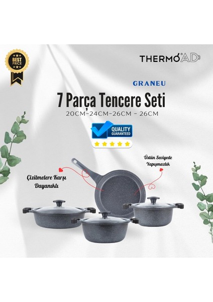 | Tencere Tava Set | 9 Parça | Graneu Serisi | Gri