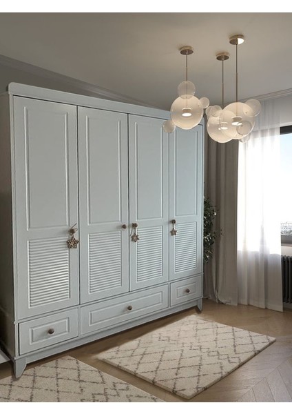 Panjur Beyaz %100 Mdf 4 Kapılı Bebek&çocuk Gardırop