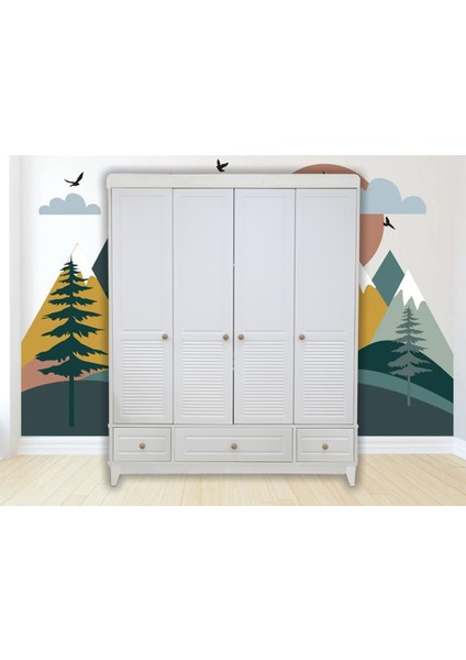 Panjur Beyaz %100 Mdf 4 Kapılı Bebek&çocuk Gardırop fiyatları
