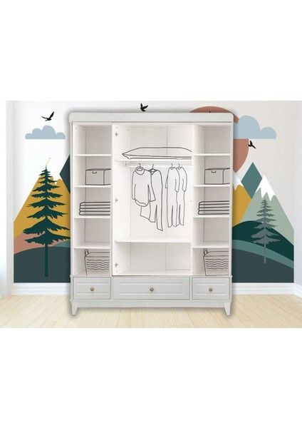 Panjur Beyaz %100 Mdf 4 Kapılı Bebek&çocuk Gardırop modelleri