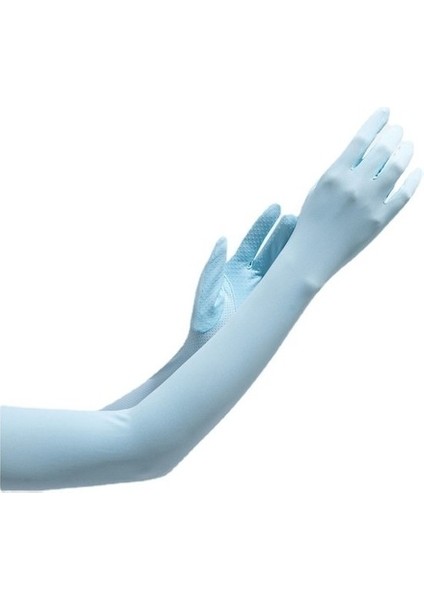 Ilkbahar ve Yaz Buz Ipek Uzun Güneş Koruyucu Eldiven Kadın Yaz Anti-Uv Kol Kılıfı Açık Naylon Kapak Buz Hissi (Yurt Dışından)
