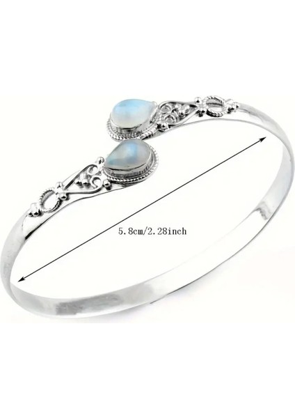 Zümrüt - Yeşil Zirkon Taşlı Gümüş Kaplama Retro Vintage Hediye Şık Ayarlanabilir Gümüş Bileklik fiyatları