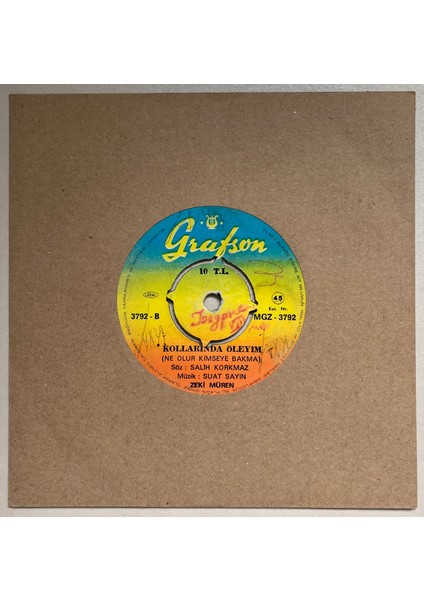 Zeki Müren Intizar - Kollarında Öleyim 45 Lik Plak (Orjnal 1972 Dönem Baskı Plak)