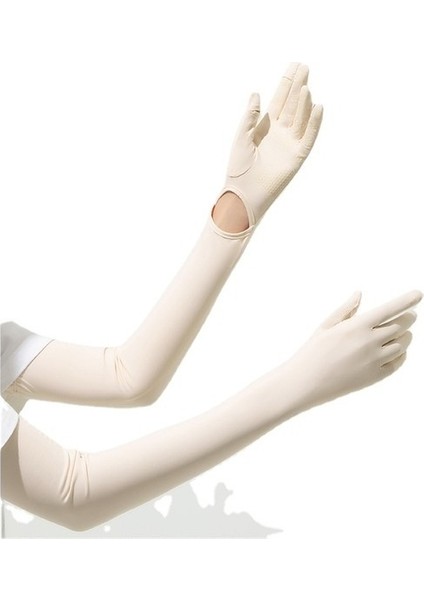 Ilkbahar ve Yaz Buz Ipek Uzun Güneş Koruyucu Eldiven Kadın Yaz Anti-Uv Kol Kılıfı Açık Naylon Kapak Buz Hissi (Yurt Dışından)