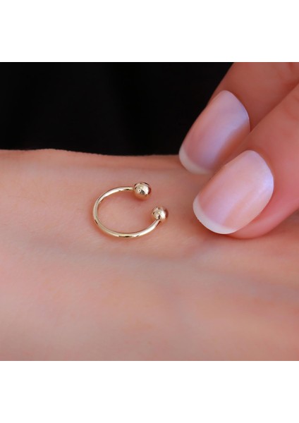14 Ayar Altın Çift Toplu Halka Tragus Piercing