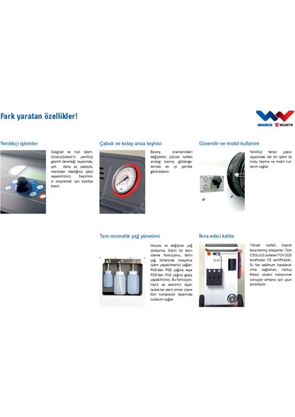 Wabco Würth Coolius A05 Otomatik Klima Gaz Dolum Cihazı R134A modelleri