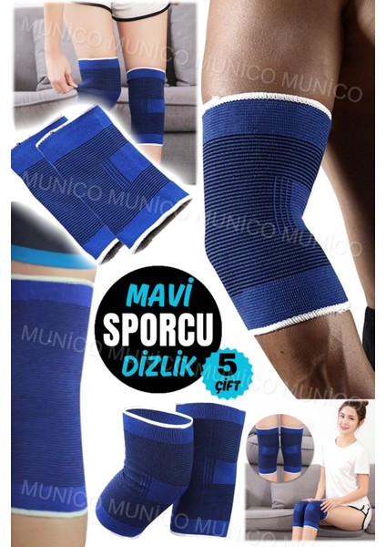 Mavi Spor Diz Dizlikleri, Elastik ve Tüm Beden Uyumlu, Rahat Kullanım