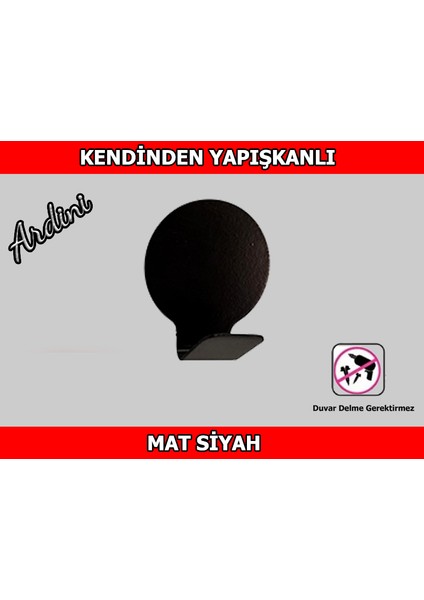 Kendinden Yapışkanlı 4 Lü Paket Yuvarlak Mat Siyah Bornoz Havlu Askısı