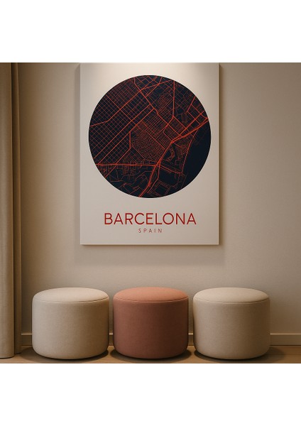 Barcelona Harita Tasarımlı Modern Kanvas Tablo fiyatları