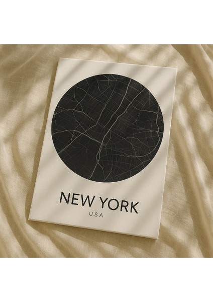 New York Şehir Haritası Kanvas Tablo