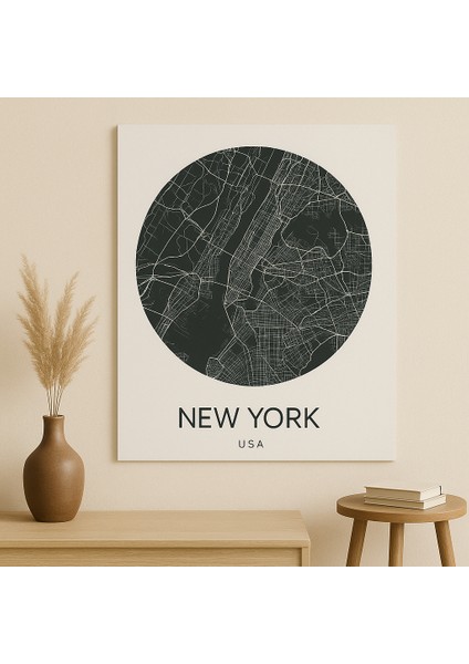 New York Şehir Haritası Kanvas Tablo