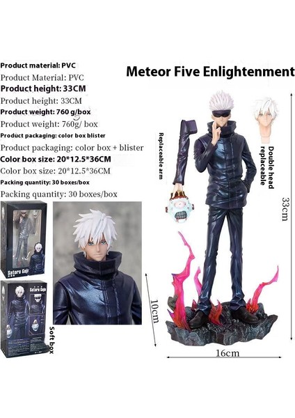 Meteor Gojo Goh Mantra Ustası Çift Başlı Heykel Model Figür Heykel Hediye (Yurt Dışından)