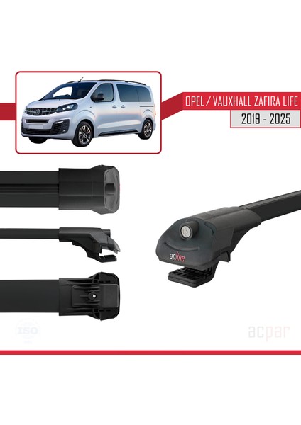 Opel Zafira Life 2019 ve Sonrası ile Uyumlu Ace-1 Ara Atkı Tavan Barı Siyah 2 Adet modelleri