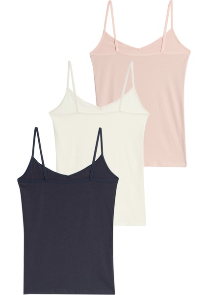 3'lü Pamuk Karışımlı İnce Askılı Atlet