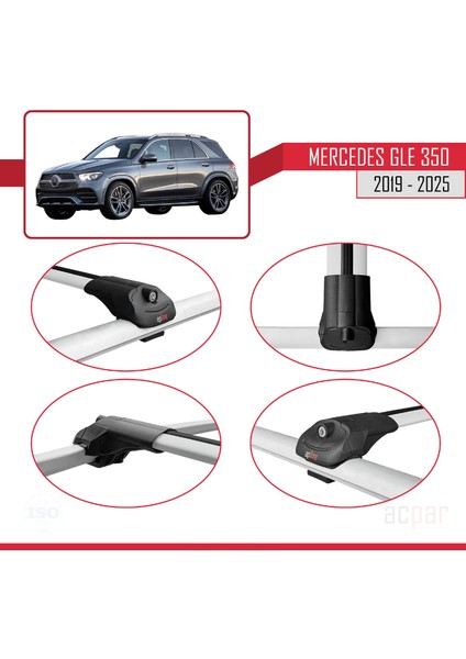 Mercedes Gle Class 4 (V167) 2019 ve Sonrası ile Uyumlu Ace-1 Ara Atkı Tavan Barı Gri 2 Adet
