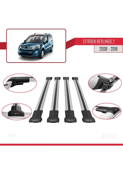 Hyundai I30 (Fd) Sw 2007-2011 Arası ile Uyumlu Fly Model Ara Atkı Tavan Barı Gri 2 Adet
