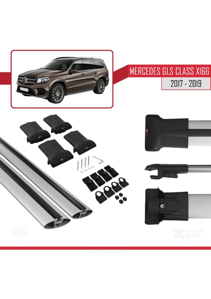 Mercedes Gls Class X166 2017-2019 Arası ile Uyumlu Fly Model Ara Atkı Tavan Barı Gri 2 Adet indirimleri