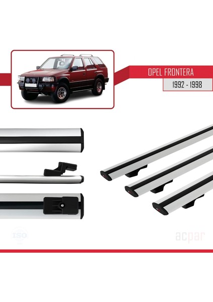 Opel Frontera 1992-1998 Arası ile Uyumlu Basıc Model Ara Atkı Tavan Barı Gri 3 Adet modelleri