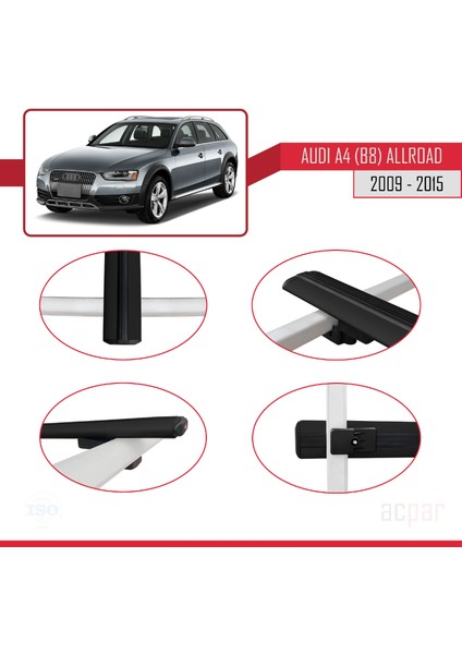 A4 (B8) Allroad 2009-2015 Arası ile Uyumlu Basıc Model Ara Atkı Tavan Barı Siyah 3 Adet fırsatları