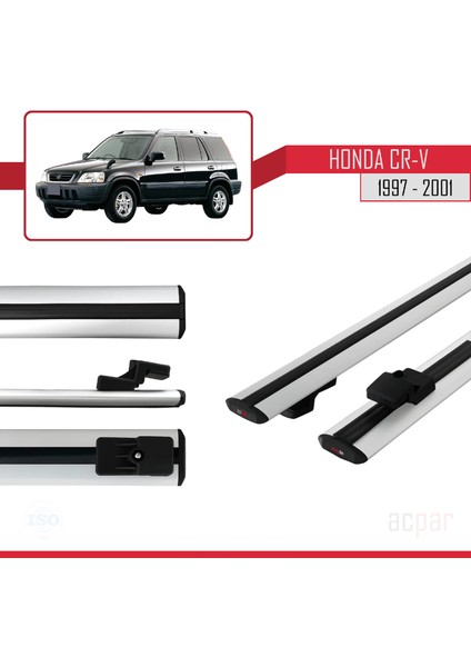 Honda Cr-V 1997-2001 Arası ile Uyumlu Basıc Model Ara Atkı Tavan Barı Gri 2 Adet