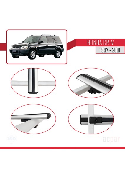 Honda Cr-V 1997-2001 Arası ile Uyumlu Basıc Model Ara Atkı Tavan Barı Gri 2 Adet