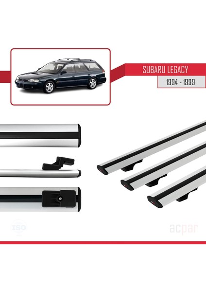 Subaru Legacy 2 (Bd) 1994-1999 Arası ile Uyumlu Basıc Model Ara Atkı Tavan Barı Gri 3 Adet