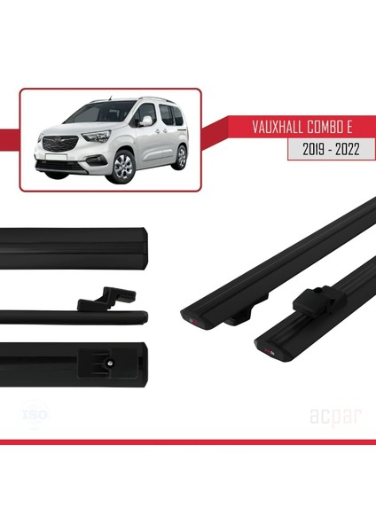 Vauxhall Combo E Life 2019-2022 Arası ile Uyumlu Basıc Model Ara Atkı Tavan Barı Siyah 2 Adet
