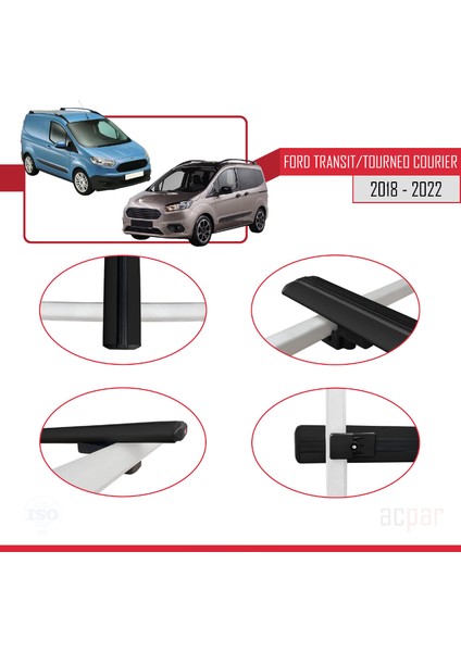 Ford Transit/tourneo Courier Post-Facelift 2018-2022 Arası ile Uyumlu Basıc Model Ara Atkı Tavan Barı Siyah 3 Adet fırsatları