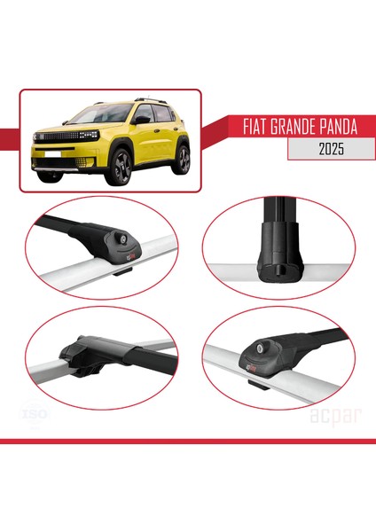 Fiat Grande Panda 2025-2025 Arası ile Uyumlu Ace-1 Ara Atkı Tavan Barı Siyah 2 Adet fırsatları