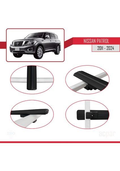 Nissan Patrol 6 (Y62) 2011-2024 Arası ile Uyumlu Basıc Model Ara Atkı Tavan Barı Siyah 2 Adet fırsatları