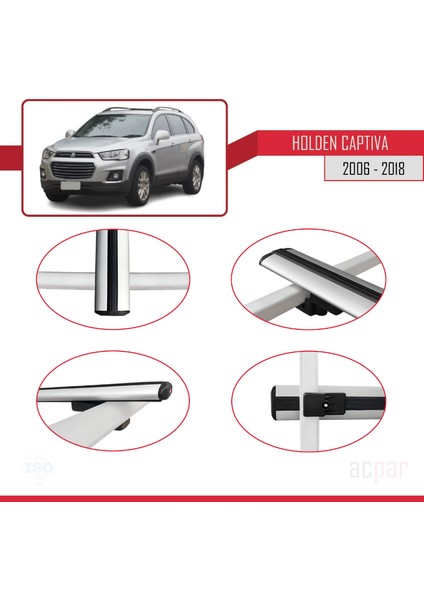 Holden Captiva 2006-2018 Arası ile Uyumlu Basıc Model Ara Atkı Tavan Barı Gri 2 Adet