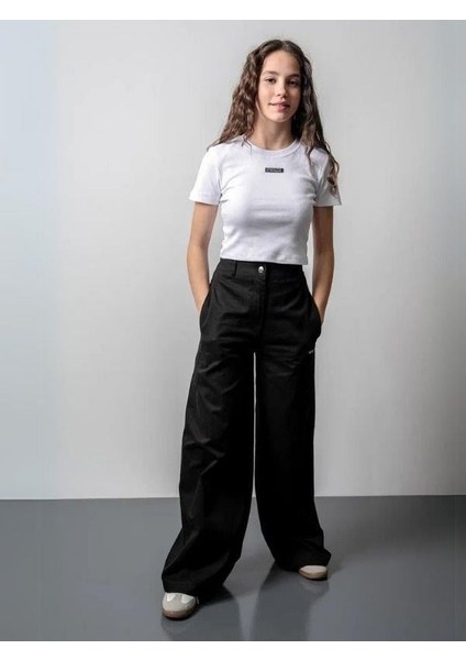 Kız Çocuk Fitilli Metal Yazılı Yarım Kollu Kaşkorse Crop