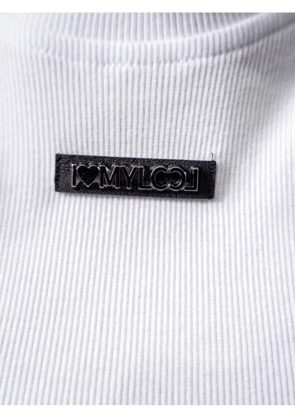 Kız Çocuk Fitilli Metal Yazılı Yarım Kollu Kaşkorse Crop modelleri