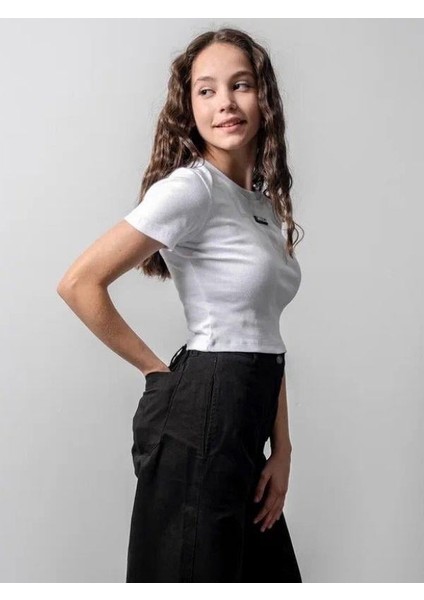 Kız Çocuk Fitilli Metal Yazılı Yarım Kollu Kaşkorse Crop indirimleri