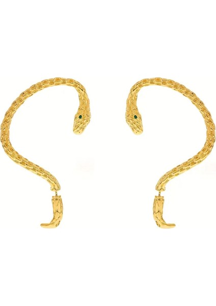 Medusa - Gold Yılan Kulak Üstü Silver Gümüş Renk Küpe (Sağ Kulak Içindir) modelleri