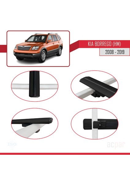 Kia Borrego (Hm) 2008-2019 Arası ile Uyumlu Basıc Model Ara Atkı Tavan Barı Siyah 3 Adet fırsatları