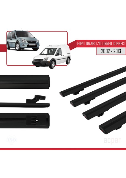 Ford Transit/tourneo Connect 2002-2013 Arası ile Uyumlu Basıc Model Ara Atkı Tavan Barı Siyah 4 Adet modelleri
