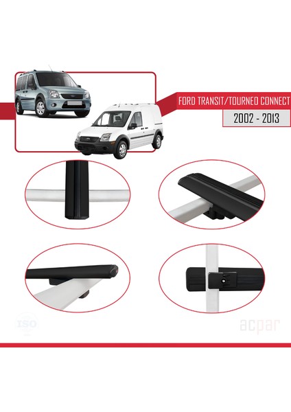 Ford Transit/tourneo Connect 2002-2013 Arası ile Uyumlu Basıc Model Ara Atkı Tavan Barı Siyah 4 Adet fırsatları